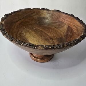 Rustic Brown Wooden Bowl handcrafted live-edge, Burl Wood Bowl